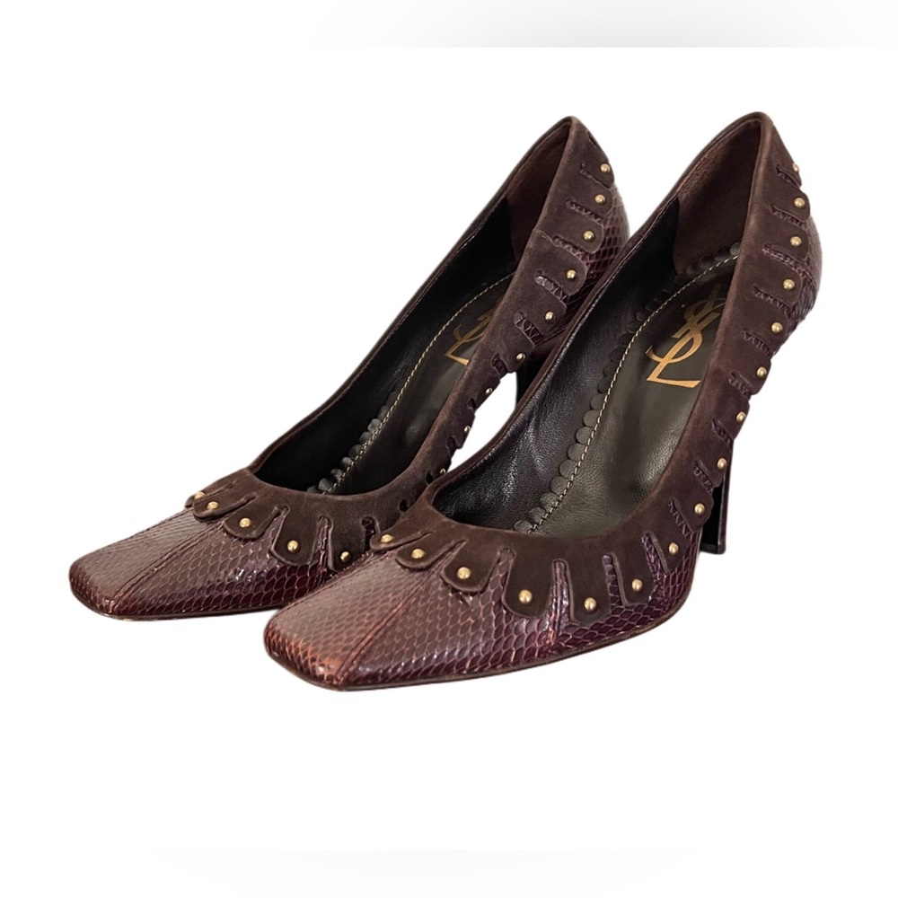 ❌SOLD❌Tom Ford for (YSL) Saint Laurent Brown Snakeskin Studded Pump